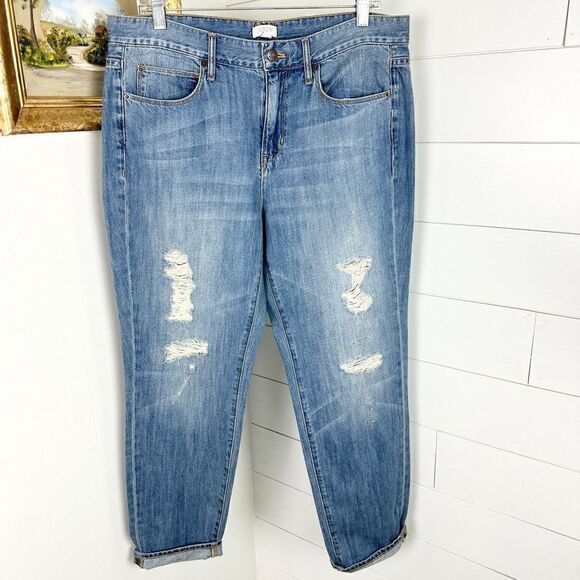 J. Crew Denim - J. Crew Straight Leg Cuffed Jeans Size 30 NWT Distressed Medium Wash